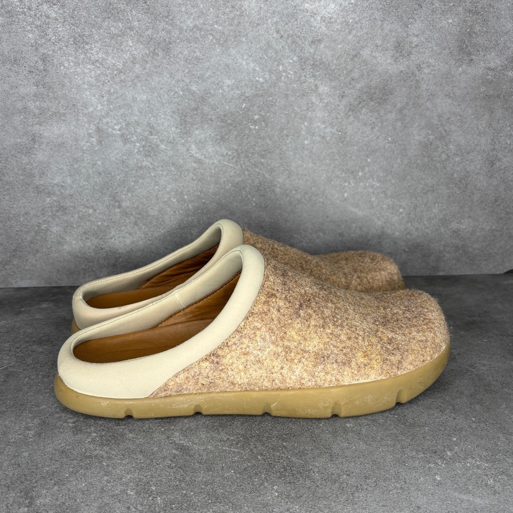 Kalso Mako Earth Shoes Negative Heel Slip On Mule Fabric Leather Beige Men's 8